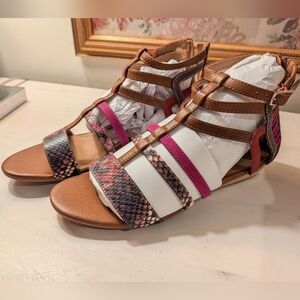 Stylish Brown and Pink Strappy Aldo Sandals